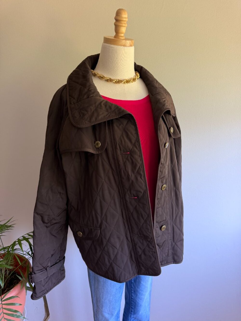 NWOT Talbots Quilted Brown Barn Jacket Size Medium